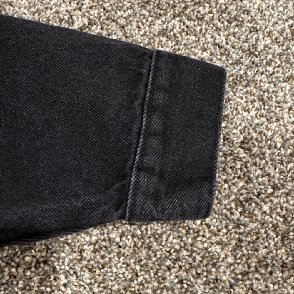 Celebrity Pink: Black Denim Frayed Hem Button-Up Women’s Jacket Size Medium - Picture 12 of 14
